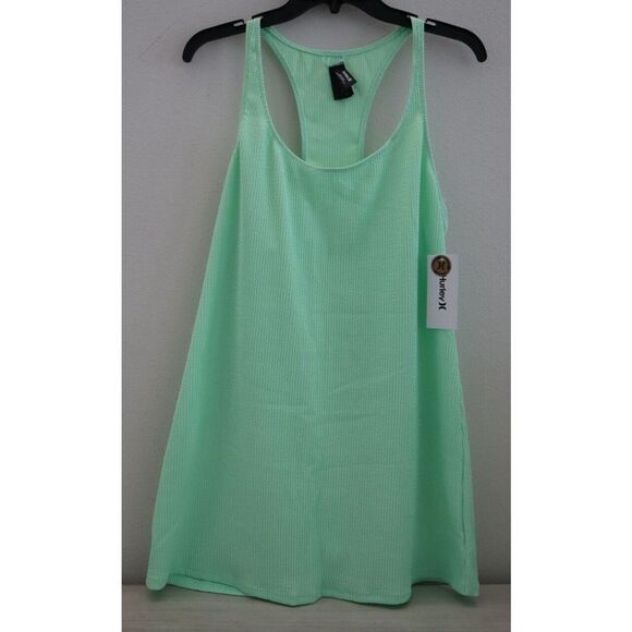 Hurley HC0134 Womens Sz L Mint Green Textured Beach Mini Tank Dress Cover Up $65 - Picture 1 of 9